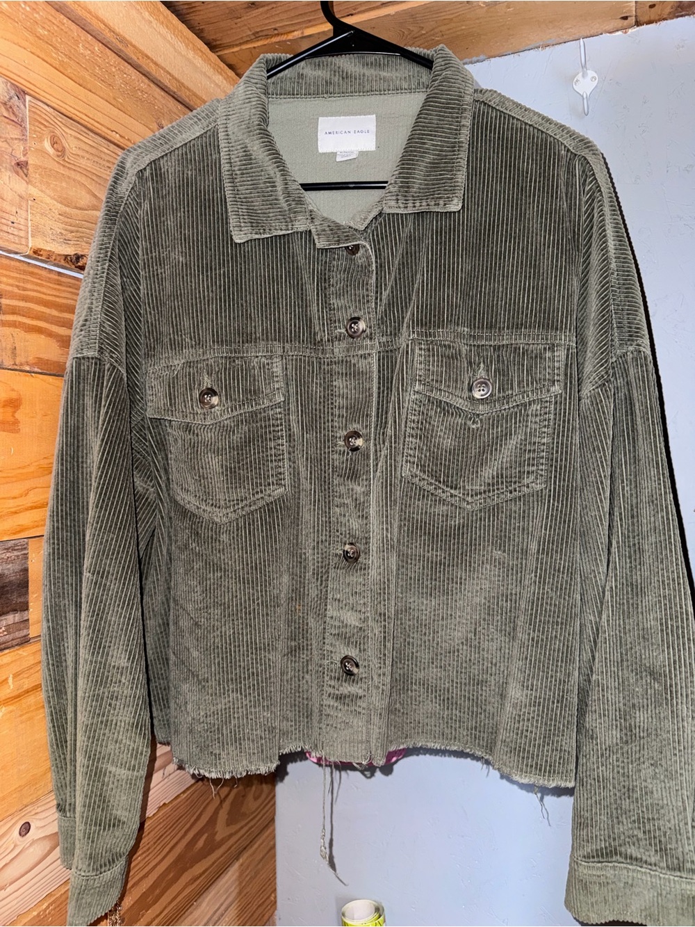 American Eagle Outfitters Olive Corduroy Button Jacket